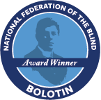 Silhouette of Dr. Jacob Bolotin, text reads National Federation of the Blind Bolotin Award Winner